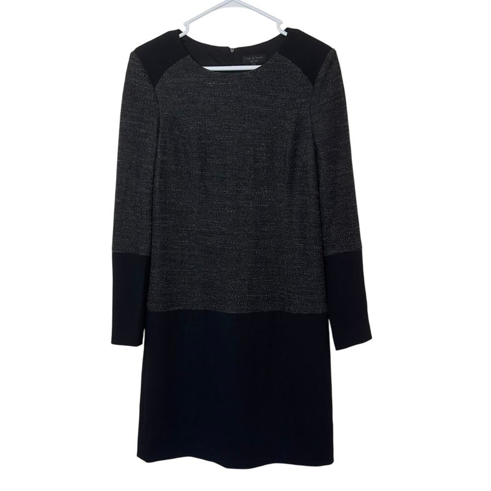 Rag & Bone Wool Blend Midi Dress Size 6 Black Gray Office Business Casual Career